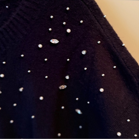 NWT Talbots Navy Crew Nexk Sweater w Faux Stone Accents SZ M - Picture 14 of 14